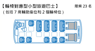 轮椅对应型小型旅游巴士 [定员23名]（包括7席辅助座位和2个轮椅位）